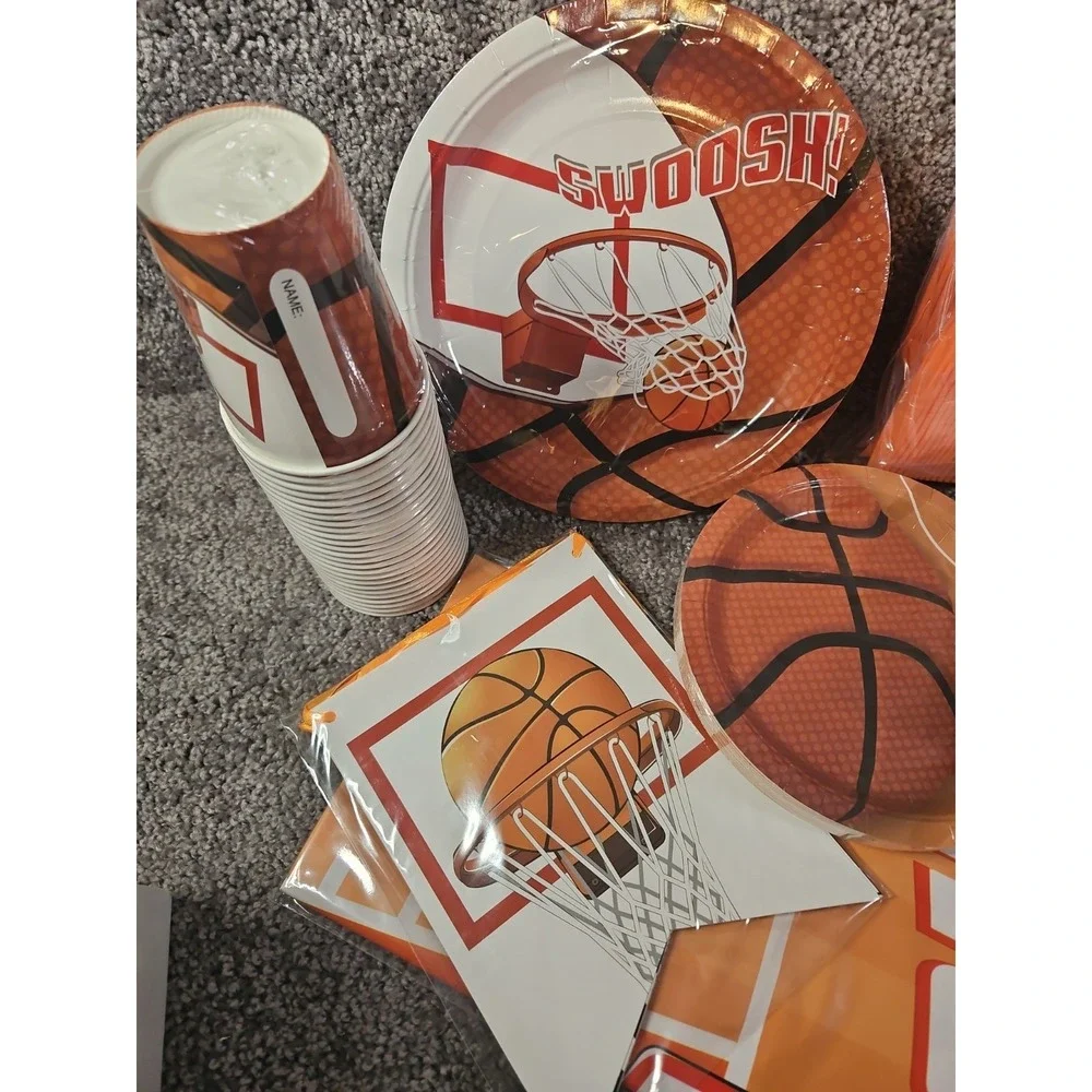 177 Pc Basketball Themed Party Supplies.  New